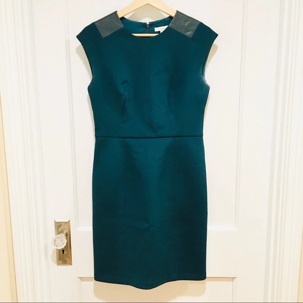 Shoshanna Teal Ponte Knit Sheath Dress 6 Career